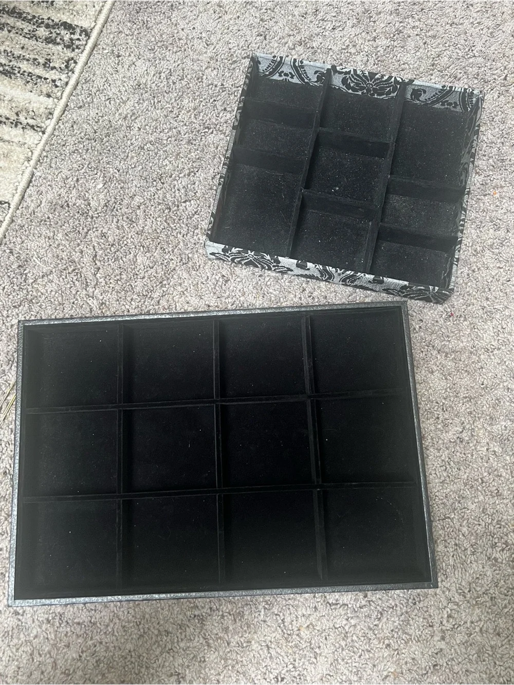 Black Velvet Multiple Compartment Jewelry Trays
